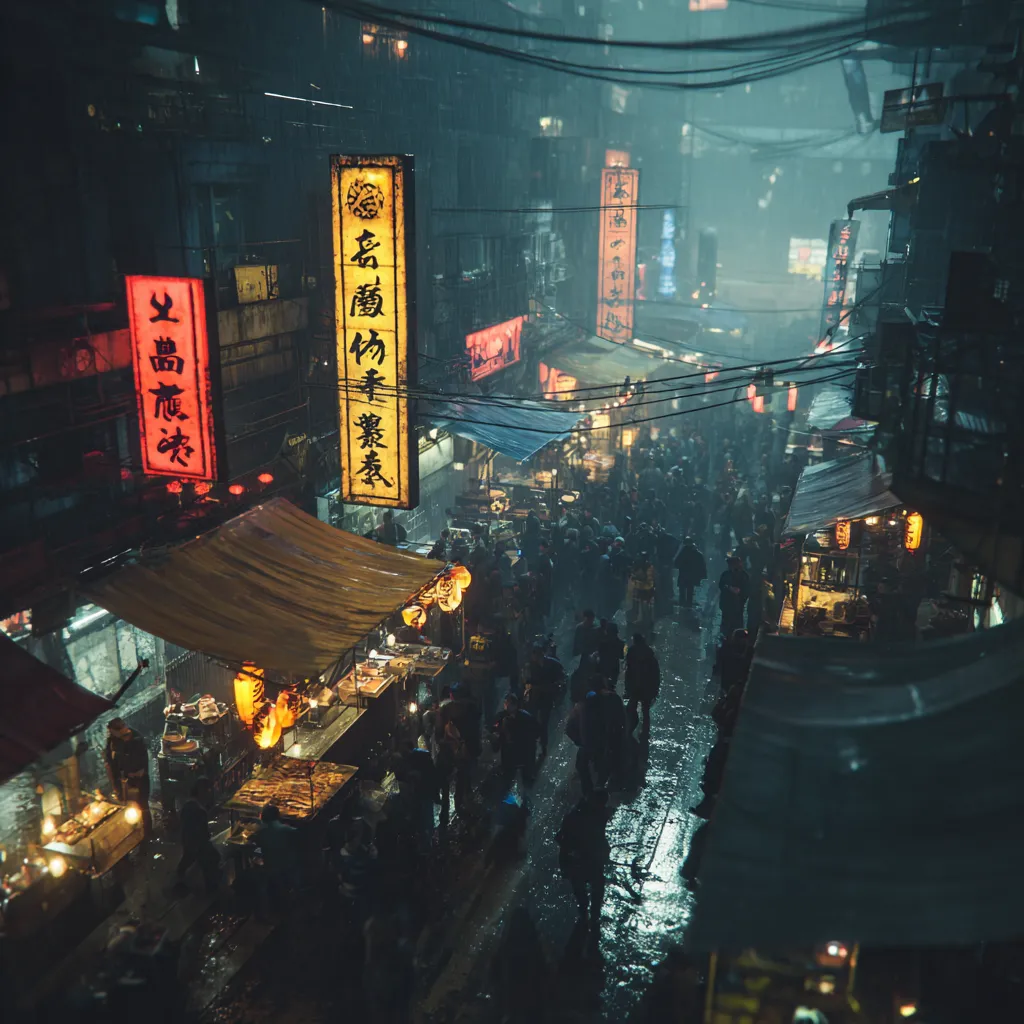 lightcloud5132 Cyberpunk street market in the rain dense crowd  a20dfb49-9d65-4444-8f96-59652fac8571