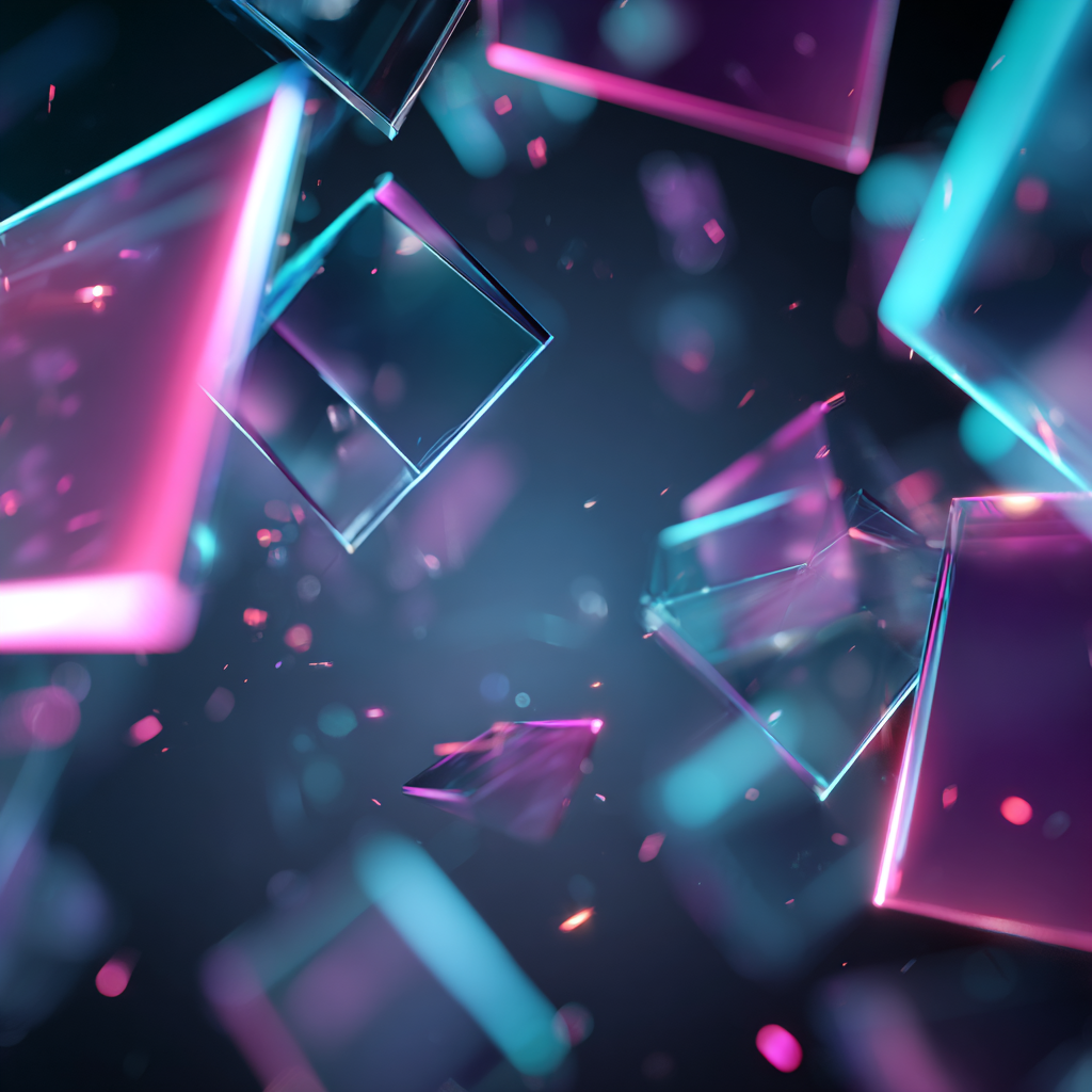 Futuristic abstract 3D geometric composition with vibrant colors
